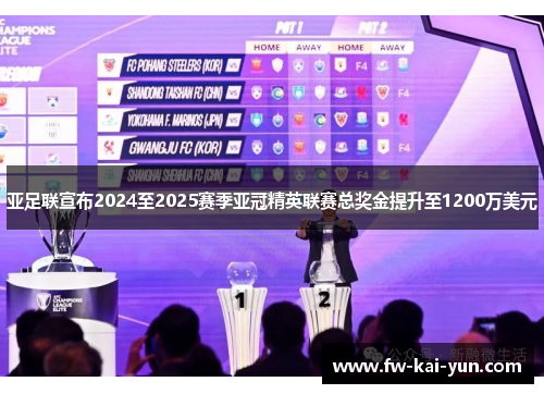 亚足联宣布2024至2025赛季亚冠精英联赛总奖金提升至1200万美元 亚足联宣布2024至2025赛季亚冠精英联赛总奖金提升至1200万美元