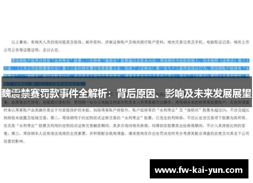 魏震禁赛罚款事件全解析：背后原因、影响及未来发展展望